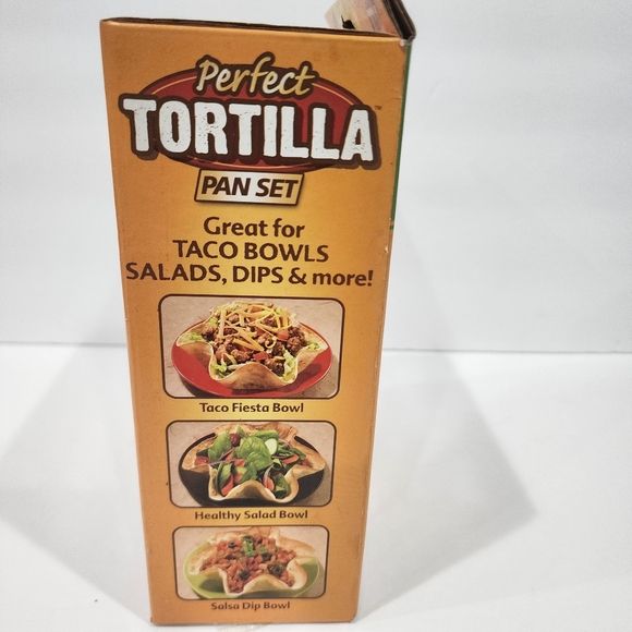 Perfect Tortilla Pan Set 4 Non-Stick Pans Baked Taco Salad Bowl Shells NEW - Picture 4 of 5